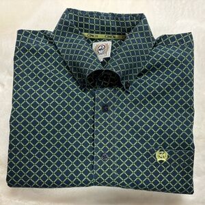 Cinch Men's Navy Blue and Green Shirt, Size L